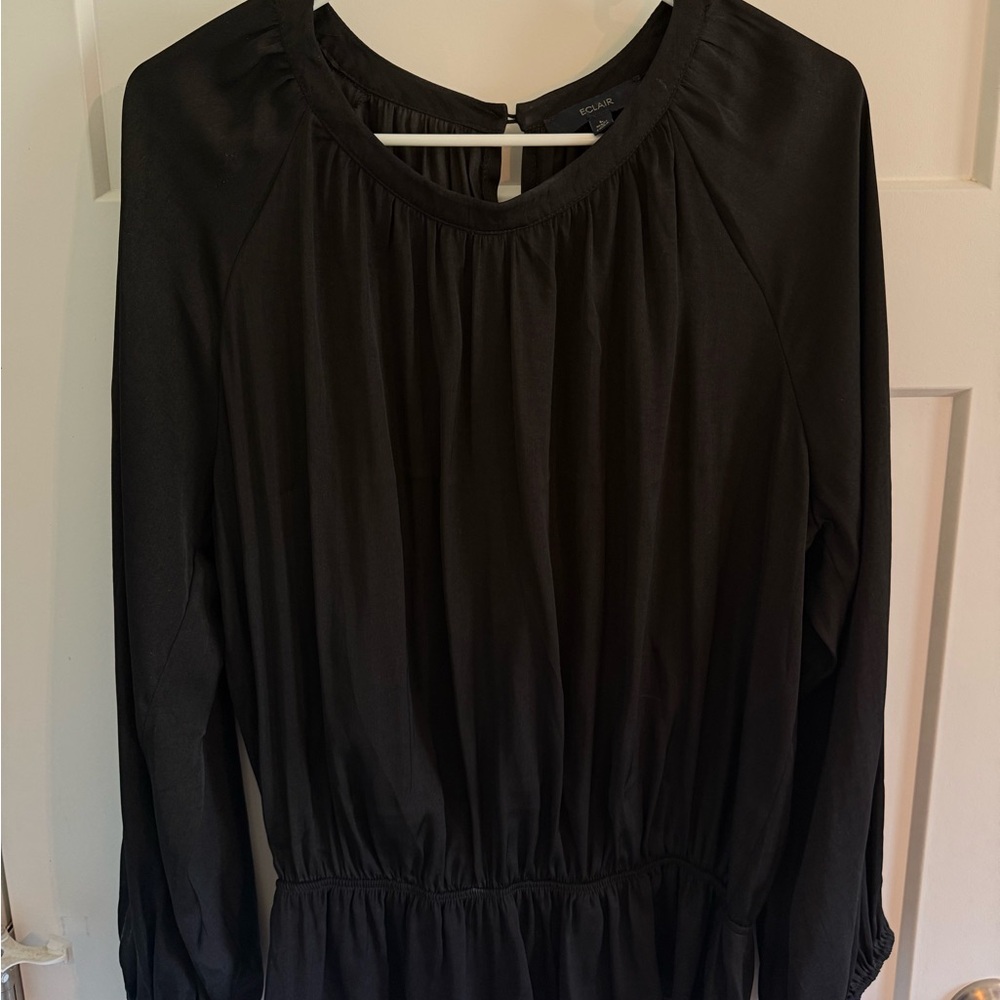 Black Long Sleeve Peplum Blouse